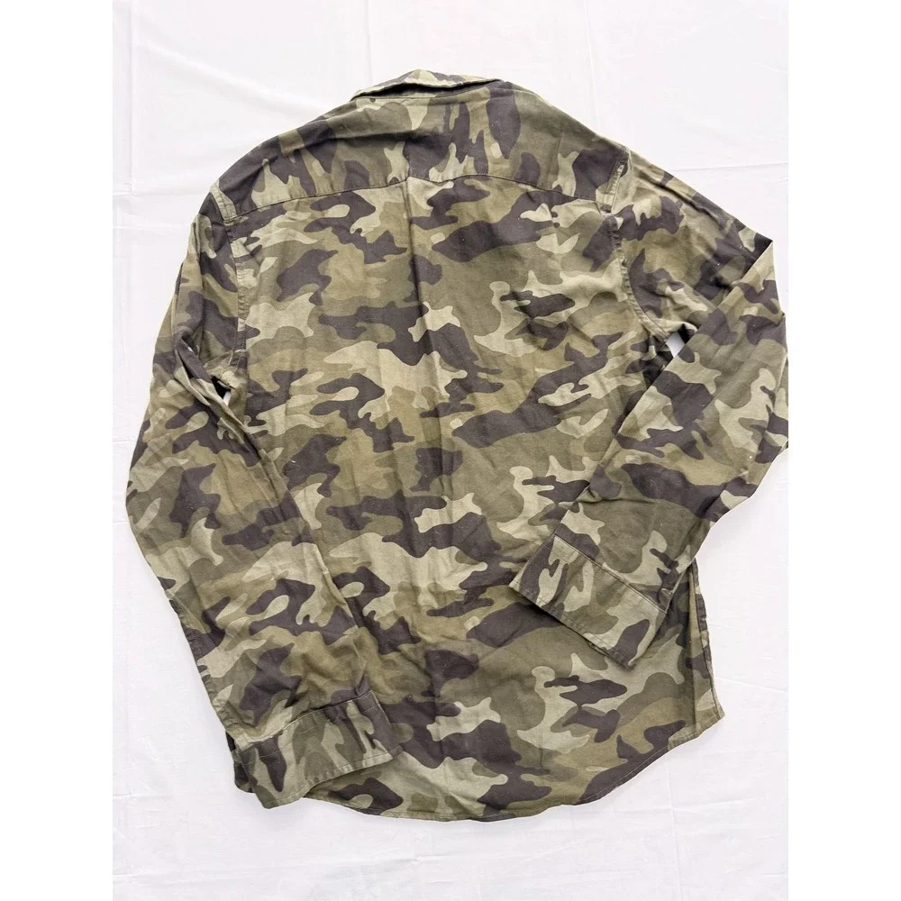 Banana Republic Shirt Mens Medium Green Camo Flannel Slim‎ Long Sleeve Button Up